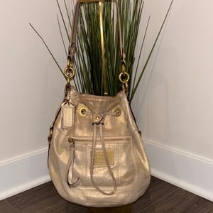 Coach Poppy Metallic Gold Bucket Bag